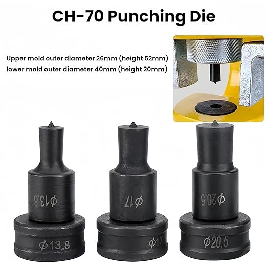 Hydraulic Punch Dies for CH-70, CH-70 Hydraulic Round Hole Punch Die Set, Upper Mold Dia: 26mm, Lower Mold Dia: 40mm for Steel, Copper, Aluminum and Heavy Duty Metal (11.5mm)