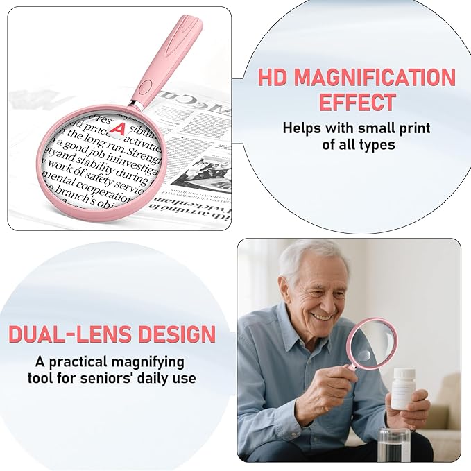 10X 30X Magnifying Glass for Reading, Handheld Magnifier for Reading, 90mm - Image 4