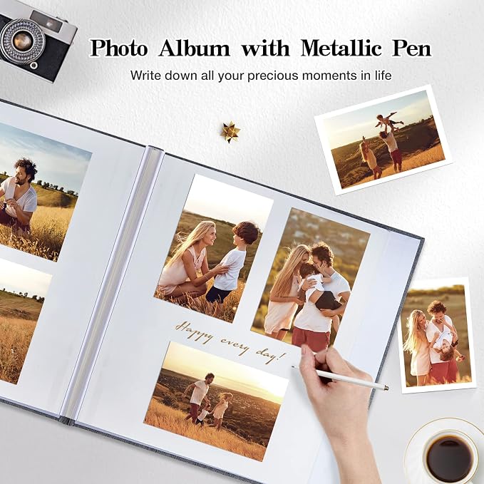potricher Large Photo Album Self Adhesive 4x6 5x7 8x10 Pictures Linen Cover 40 - Image 6
