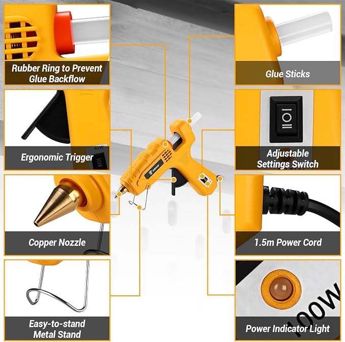 Hot Glue Gun Full Size: DEKOPRO 60/100Watt Dual Temp Hot Glue Gun Kit - Image 2
