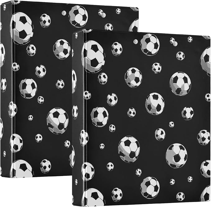 Football Black Round Ring Binders 1.5 Inch Soccer Sports Balls 3 Ring Clipboard - Image 8