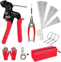Metal Zip Ties Gun Set-For Fastening And Cutting Tie Special Tool,With 150pcs Stainless Steel Zip Ties Heavy Duty Outdoor，For Chain Link Fence Parts, Wire Fence Rolls,Exhaust Wrap, Poultry Fence