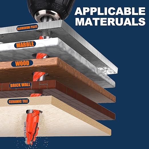 Serrated Concrete Drill Bit Set 10PCS (3/16”-1/7”), Tungsten Carbide Tip Masonry Drill Bits Set for Glass, Metal, Brick, Tile, Concrete, Plastic and Wood