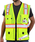 Neopelta Reflective Safety Vest Yellow Mesh, Made with 3M Reflective Tape, Heavy Duty Vest with ID pocket, Padded Neck, Yellow 2XL