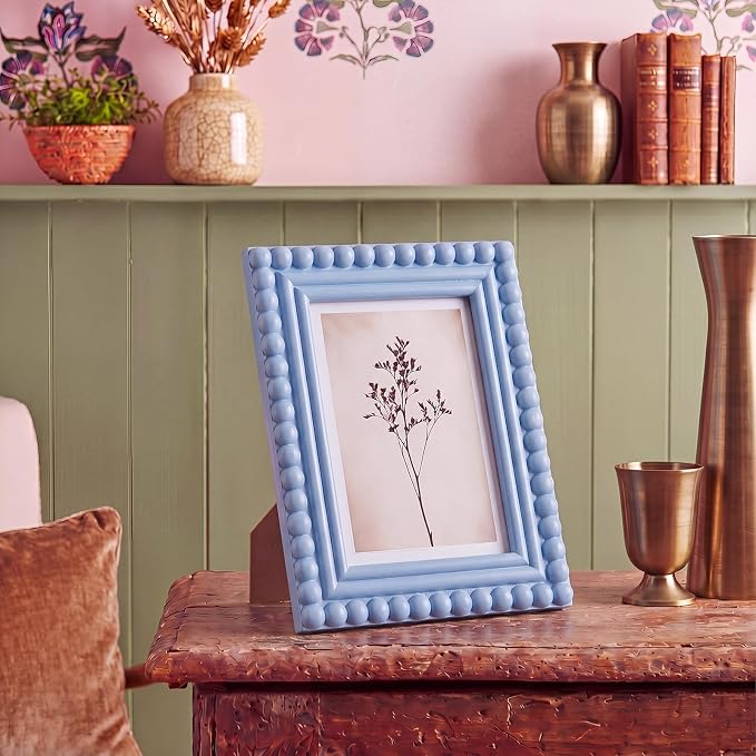 1 Pack 5 x 7 Picture Frame, Wood Beaded Boho Photo Frame, Vintage Photo Display - Image 3