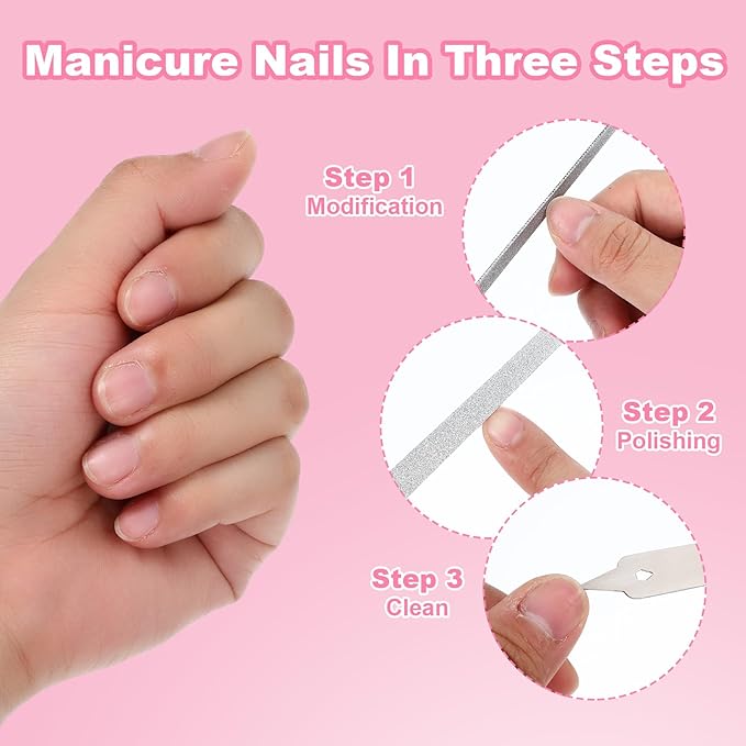 Diamond Deb Nail File 4 Pack Double Sided Fingernail Files for Natural Nails, Stainless Steel Toenail File with Sharp Pointed Tip, Professional Fine Grit Finger Nail Files for Women Men Girls (6in)