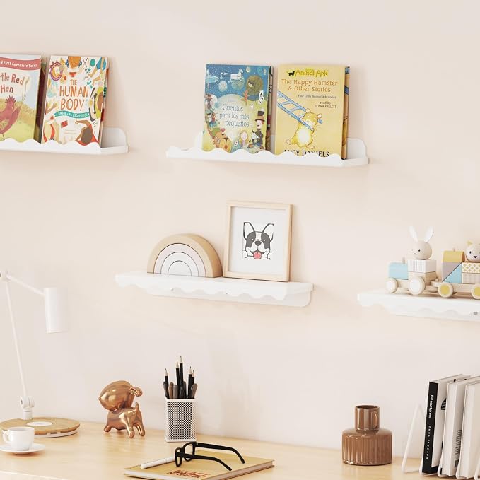 Lifewit Plastic Nursery Floating Book Shelves 12 Pack, Hanging Bookshelf Racks - Image 9