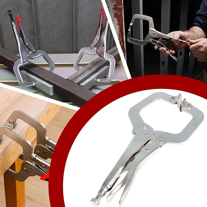 findmall 10Pcs 11 Inch Locking C Clamps with Swivel Pads Heavy Duty C-Type Locking Plier Table and Tool Vise Grip