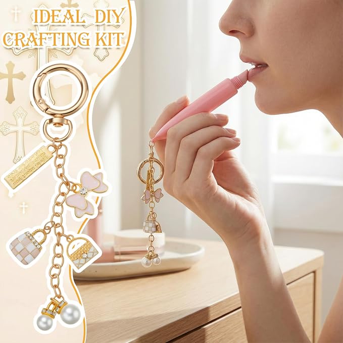 VioraWhite 457 Pcs Charms Lip Gloss Keychain Making Kit, DIY Craft - Image 6