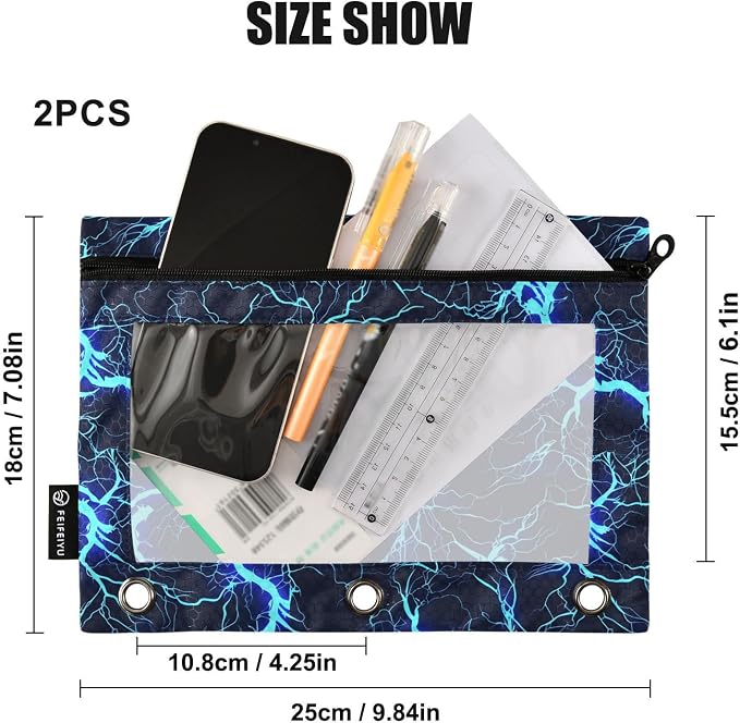 Dark Blue Electric Lightning Pencil Pouch - Image 3