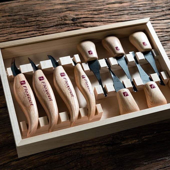 Flexcut Wood Carving Tools | Deluxe Palm & Knife Set | Includes 4 Carving - Image 2