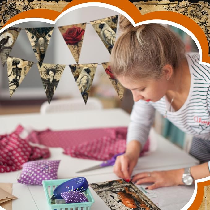 HunnmingRe 20 Pcs 10''x10'' Vintage Halloween Quilting Fabric Square Skeleton - Image 6