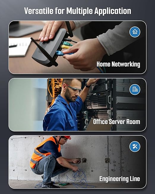 TESMEN TLP-900AR Network Cable Tester, Multi-Function Cable Tracer with Pairing, Continuity, QC&NCV, RJ11 RJ45, for CAT5/6/POE/STP, Suitable for Ethernet, Telephone, Wire Maintenance and Sorting-Blue