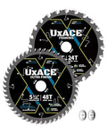 5-1/2-Inch 24&48-Tooth Circular Saw Blade with 20 mm Arbor, Framing & Ultra Finish Wood Cutting, Carbide Tip, Thin Kerf, for Plywood, MDF, OSB, Laminated, 2 Pack