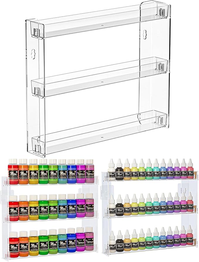 3 Tier Display Rack, Acrylic Craft Paint Storage Organizer, Miniature Holder by Cocheetah