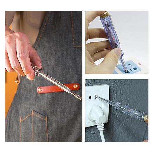 Fielect 5pcs Test Screwdriver, Voltage Detector Pen Light Circuit Tester Electric Test Pen Screwdriver Neon Tube AC/DC 100-500V Clear