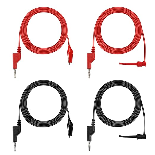Sumnacon Multimeter Test Lead Set - Stackable Banana Plug to Test Hook, Banana Plug to Alligator Clips Test Cable Kit, Flexible Silicone Electrical Test Wire Leads with Protective 9.8Ft/3M