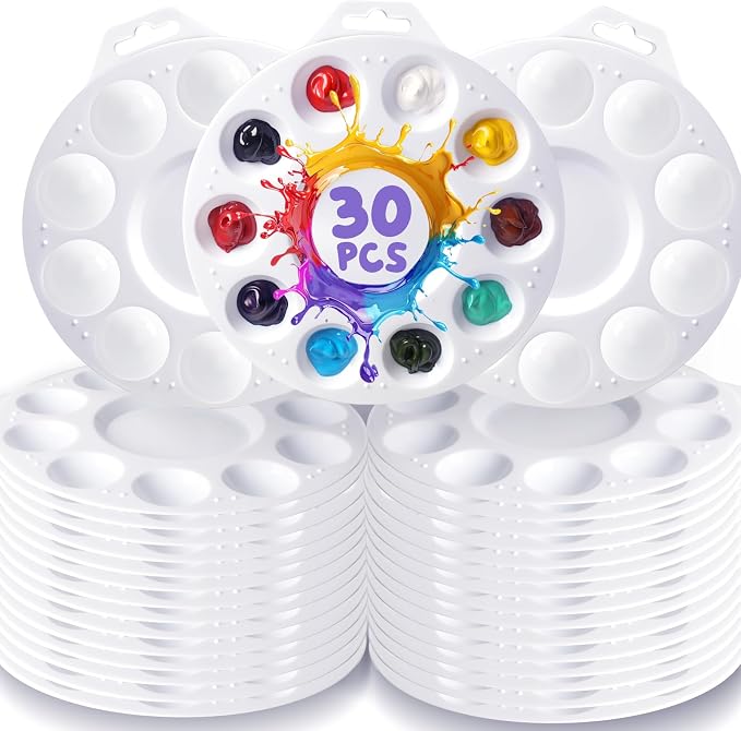 30Pcs Paint Tray Palettes, Plastic Paint Pallets by Halobios