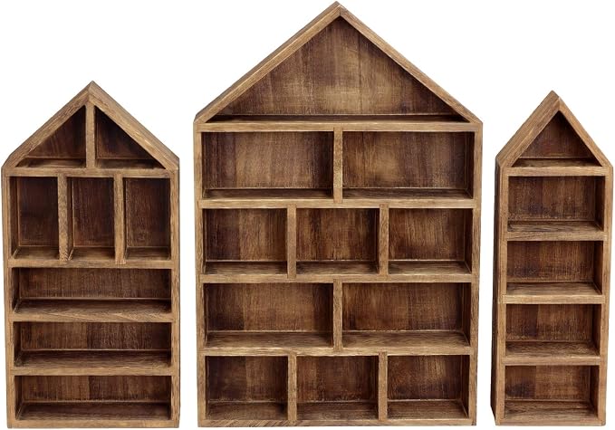 Ikee Design House-Shaped Wooden Shadow Cubby Box Display Shelf Organizer - Image 3