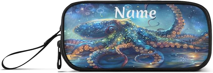 Custom Octopus Galaxy Pencil Case Box Boys Girls Personalized Name Large Pencil - Image 8