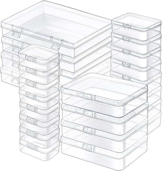 24 Pack Mixed Sizes Rectangular Mini Plastic Containers Clear Plastic Storage by Jutieuo