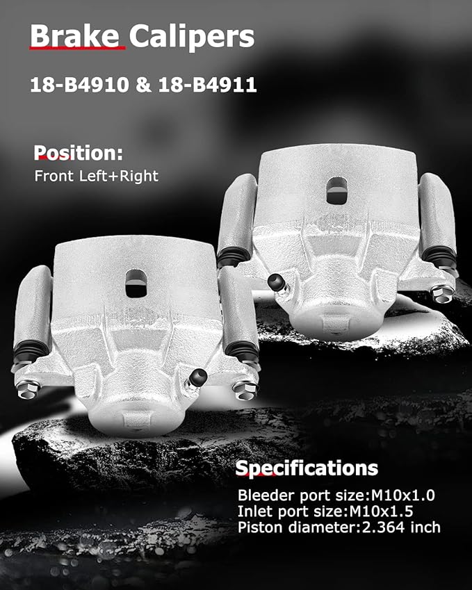 cciyu 18-B4910 18-B4911 Front Left & Right Brake Calipers With Bracket For Chevy For Malibu,For Pontiac For G6/For Solstice,For Saturn For Aura/For Sky
