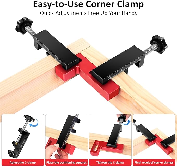 Corner Clamp for Woodworking, 90 Degree Corner Clamp, Right Angle Clamp Woodworking Tools, Aluminum Positioning Squares for Picture Frames, Cabinets, Drawers