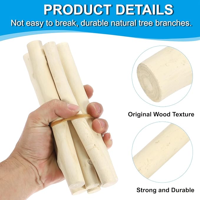 PATIKIL 4 Pcs / 20cm Wood Log Sticks, 0.6-1.2inch in Diameter Natural Driftwood - Image 3
