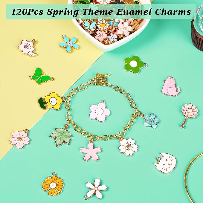 MARFOREVER 120 Pcs Spring Summer Flower Charms - Image 2