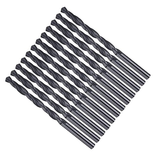 Drill Bit, 5.1mm Cutting Diameter, 4241 HSS Nitriding Black 118° Cutting Angle Versatile Jobber Bits - (Applications: for Drilling Plastic Wood Soft Metal), 12-Pieces