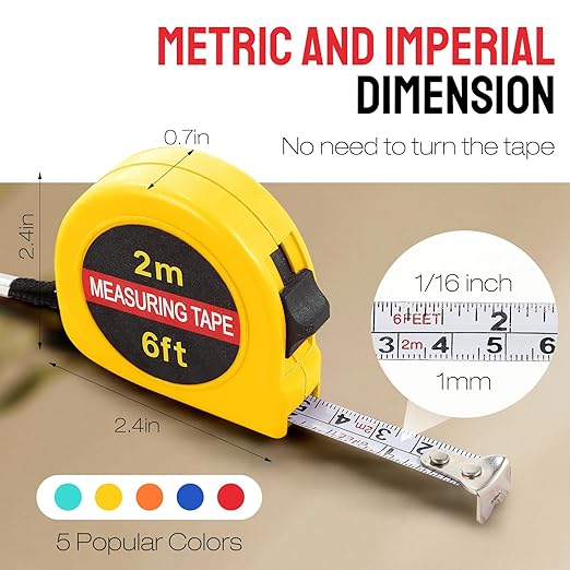 50 Pcs 6 FT Mini Tape Measure Retractable Bulk Small Measuring Tape Pocket Size Measurement Tool for Operation Christmas Items Party Favor Gifts Stuffers for Men(Colored)