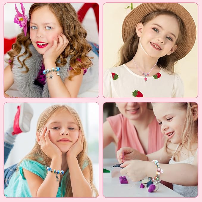 AIPRIDY Charm Bracelet Making Kit, Unicorn Mermaid Crafts Gifts Set Can - Image 3