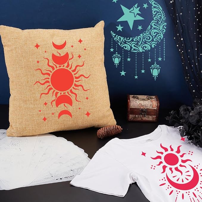 INFUNLY 9PCS/Set Sun Moon Wall Stencils - Image 6