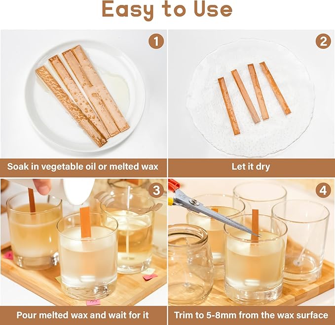 MAQIHAN 100 Wood Wicks for Candles Making - Image 3