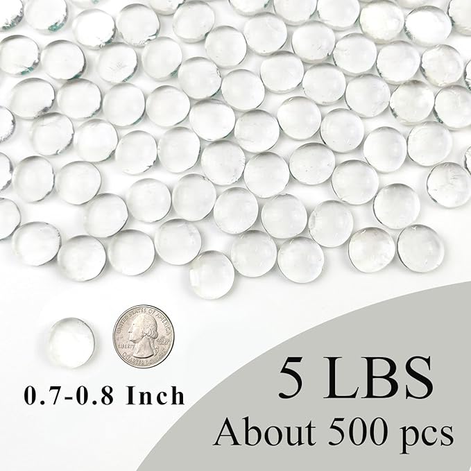 FANTIAN 5Lb Clear Glass Pebbles, Flat Glass Marbles, Decorative Glass Gem Stones - Image 2
