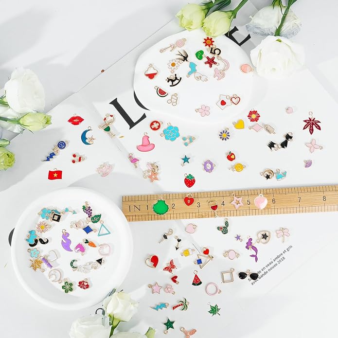 352 Pcs Assorted Charms for Jewelry Making, Mixed Enamel KC Gold Alloy Letter - Image 3