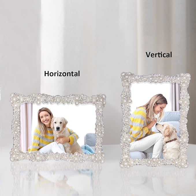DIKAR 4x6 Picture Frame with Rhinestones and Pearls - Image 4