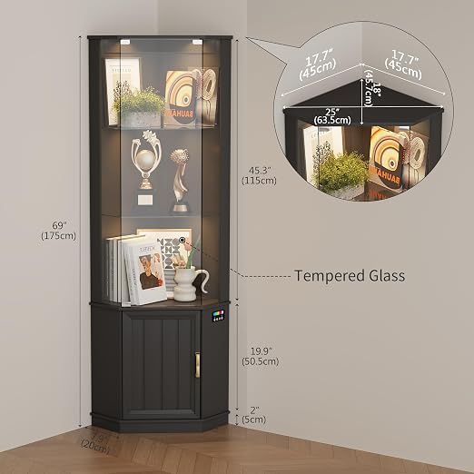 HNEBC 69" Tall Curio Display Cabinet - Image 6