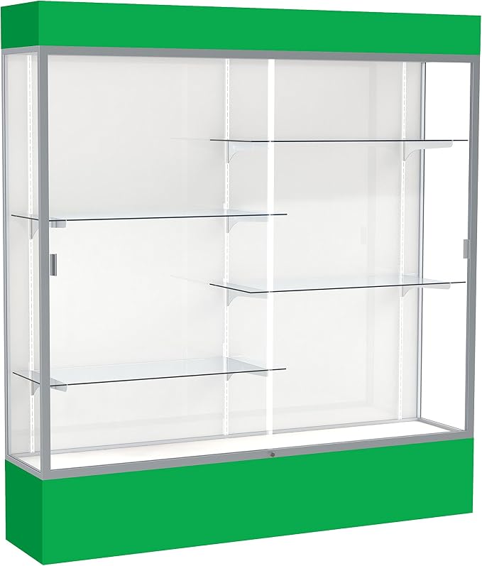Waddell Spirit Lighted Floor Display Case, Satin Finish, Kelly Green Base and by WADDELL