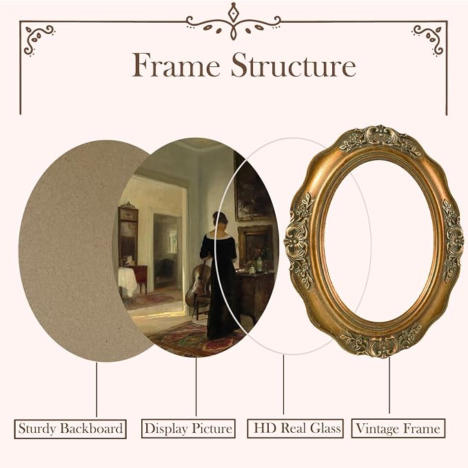 SIKOO Vintage Picture Frames 2.5x3.5 Small Antique Oval Picture Frame Tabletop - Image 7