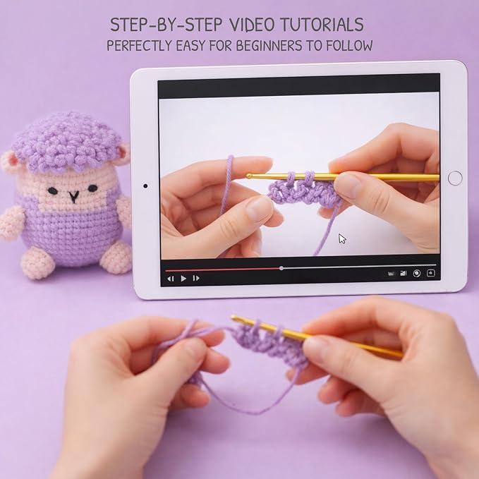 HOUSE CREATIVITY Crochet Kit for Beginners, Make a Fluffy Sheep, Amigurumi - Image 5
