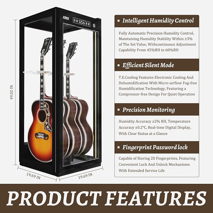 Guitar Display Case with Humidification & Constant Temperature, Smart Touch - Image 3