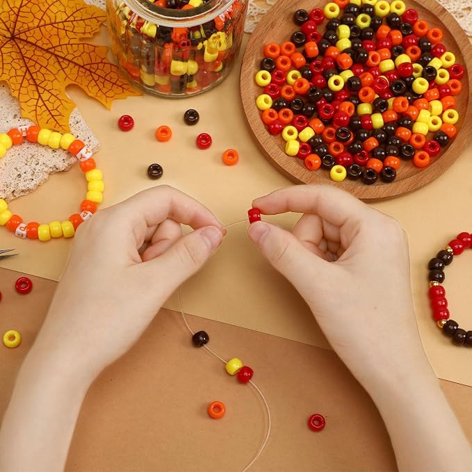 UPINS 1200pcs Fall Pony Beads Autumn Thanksgiving Colors - Image 5