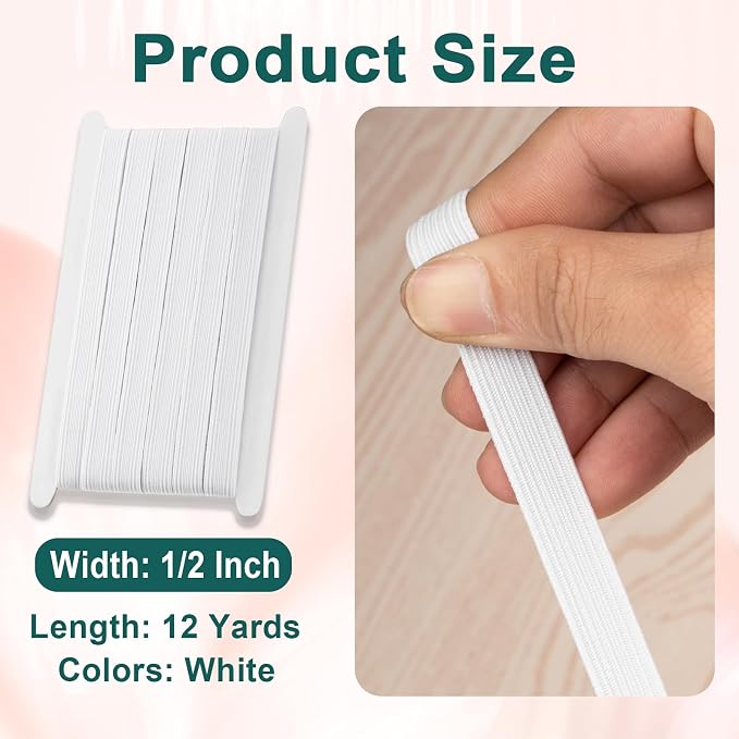 Airisoer 1/2 Inch Elastic Band for Sewing, 12 Yard High Elasticity Sewing - Image 2