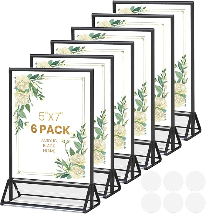 Acrylic Sign Holder 5X7 Double-Sided Black Picture Frame -6 Pack | Acrylic by AcrylicSignHolderMahjongRacks%EF%BC%8CMahjongBags