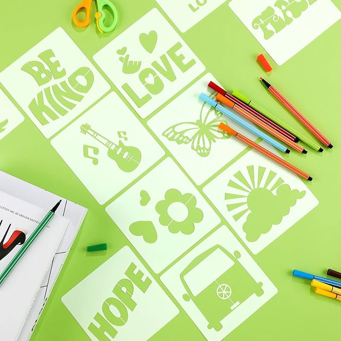 Junkin 20 Pcs Stencil for Painting Stencil Reusable DIY Drawing Template - Image 4