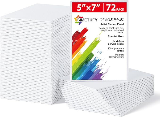 Simetufy 72 Pcs 5x7inch Small Canvas Boards by Simetufy