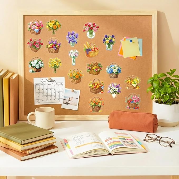 50Pcs Transparent Aesthetic Flowers Stickers - Image 3
