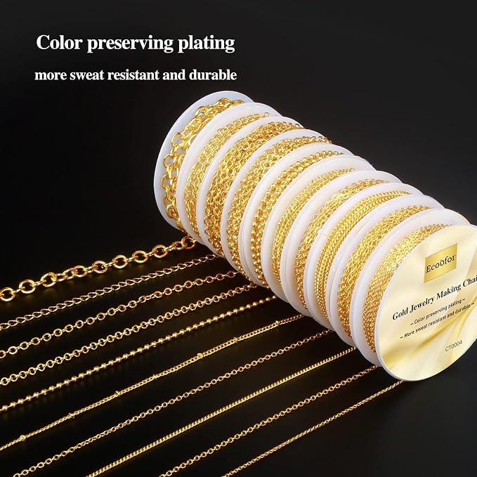 Ecoofor Gold Necklace Chains for Jewelry Making, 78.7 Feet 10 Rolls Jewelry - Image 4