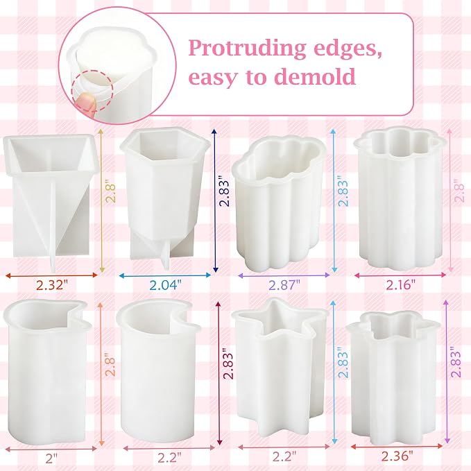 8PCS Reusable Silicone Candle Molds Set - Image 6